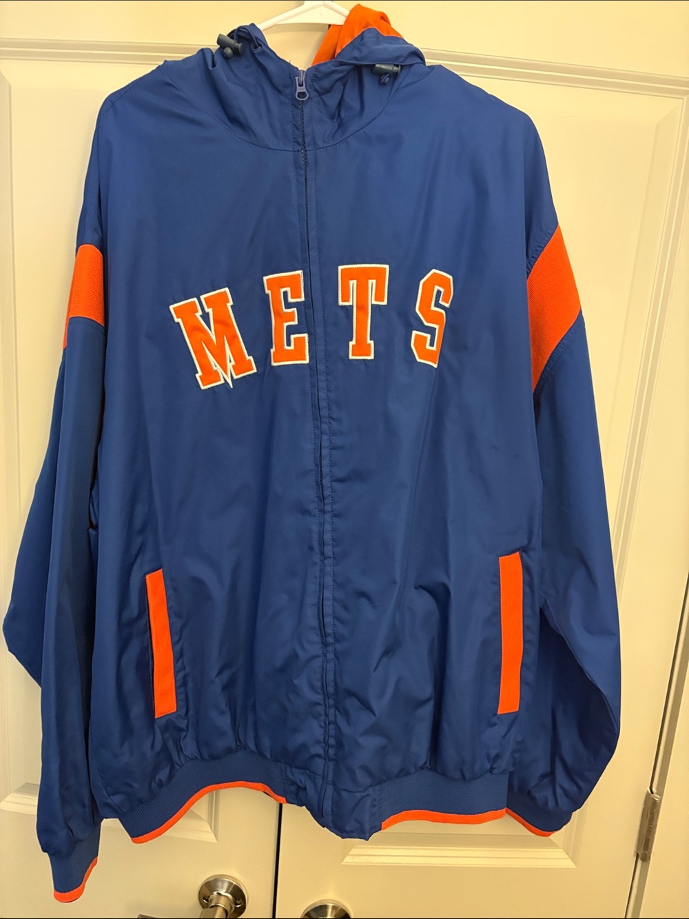 Mens Blue & Orange Mets Windbreaker Jacket